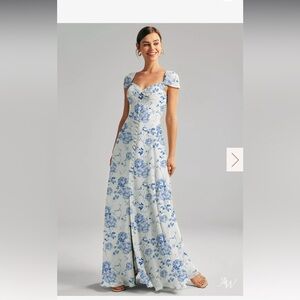 Cathryn Dress in Blue Botanical Floral New